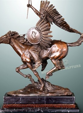 铜雕塑印第安酋长EP412欧式人物工艺品酒店客厅书房家居桌面摆件