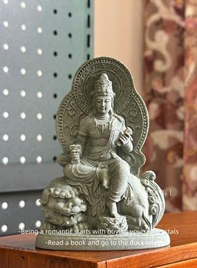 「祈顺遂 普贤文殊菩萨」守护神本命年龙蛇兔中式摆件装饰礼物