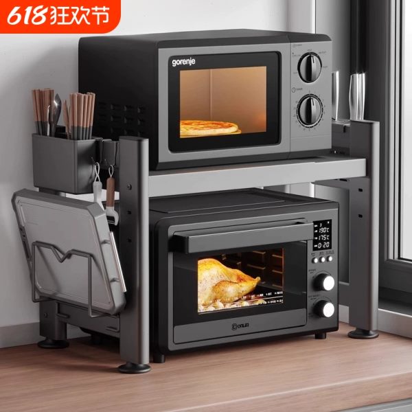 多功能厨房微波炉架子置物架台面收纳支架可伸缩家用饭锅微波炉架