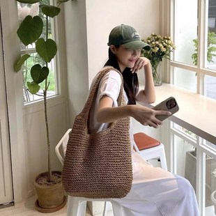 夏季单肩大容量草包海边度假沙滩包草编手提包手工编织包包女森系