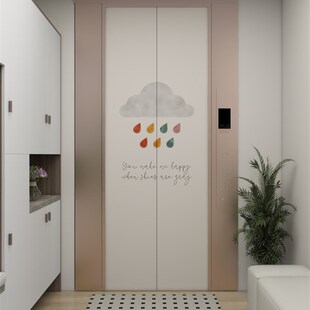 儿童卡通画电梯门贴纸自粘贴膜翻新改造入户门遮丑隔断墙纸壁纸改