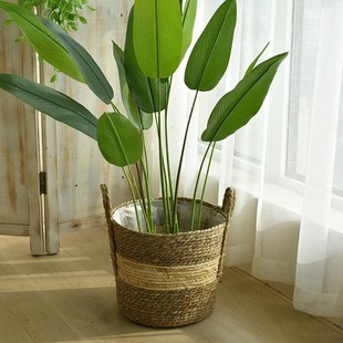 草编花盆编织篮子收纳筐竹编柳编植物置物框花筐花盆套直篓定制