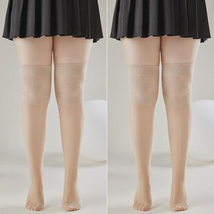 特大码长筒丝袜女夏季空调房护膝过膝袜套硅胶防滑加肥加大20新款