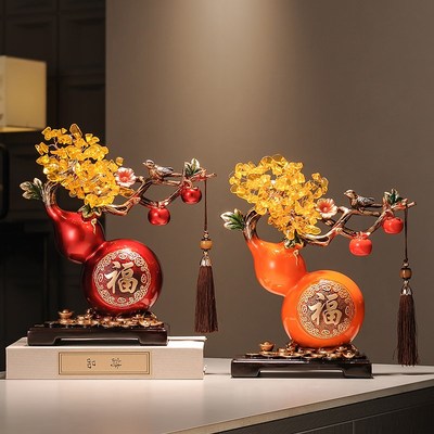 葫芦摆件招财镇宅福字发财树高级感客厅玄关酒柜装饰乔迁新居礼品