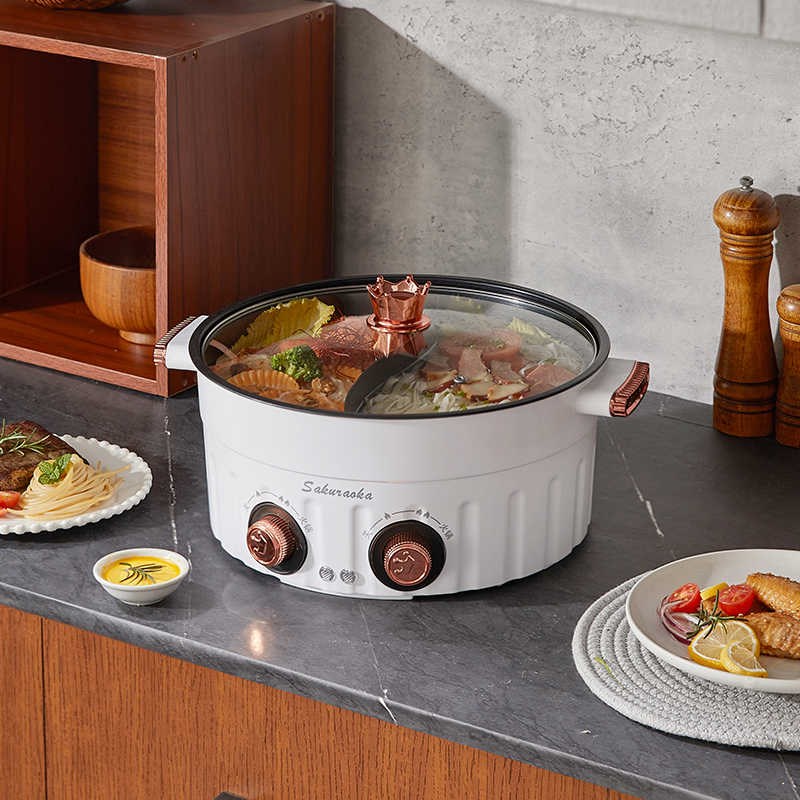 电炒蒸煮一体锅鸳鸯锅多功能火锅锅蒸锅家用火锅宿舍多人锅大