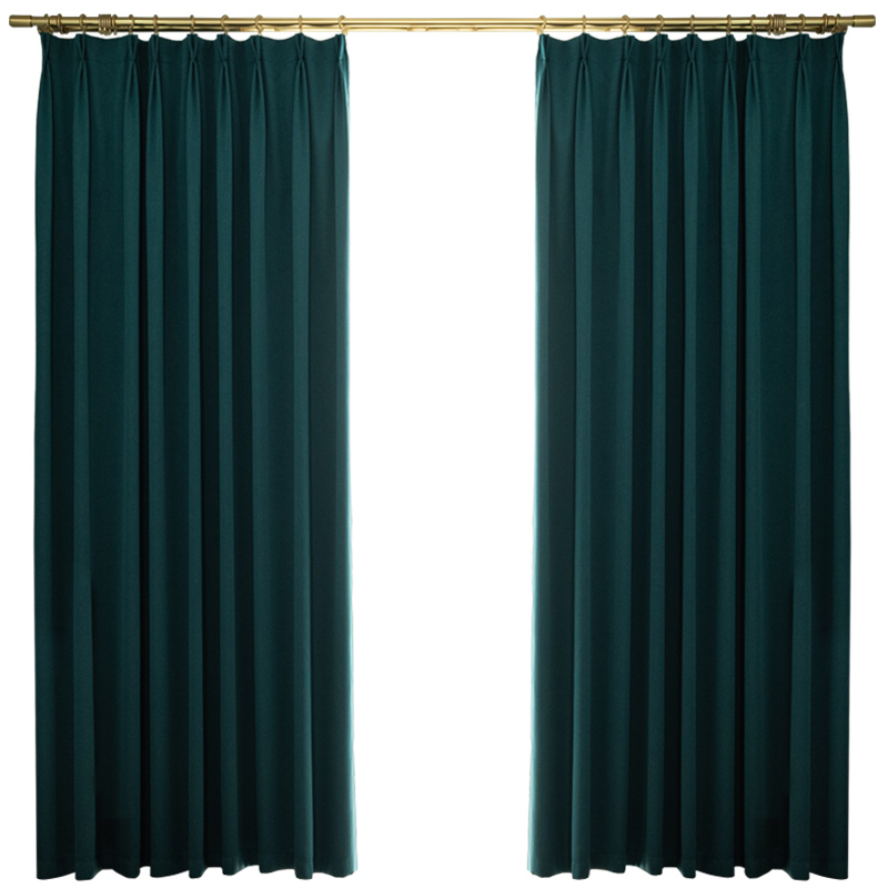 全遮光双面亚麻窗帘成品简约现代卧室客厅飘窗落地窗纯色加厚布料