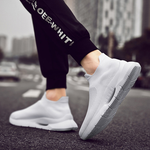 一脚蹬全黑色男鞋无鞋带网布休闲鞋不系鞋带运动鞋没有鞋带的鞋子