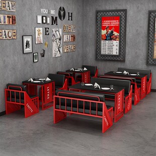 工业风酒吧桌椅铁艺餐厅烧烤店卡座清吧火锅店沙发咖啡厅餐桌商用