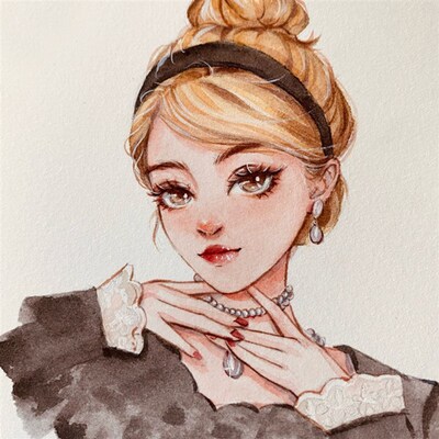 水彩手绘头像非写实人像肖像画定D制礼物可邮寄纸质礼物婚礼约稿