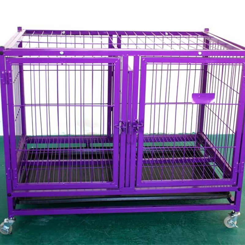 方管烤漆狗狗笼子双门带隔断分隔分离中型犬小型犬泰迪宠物子母笼