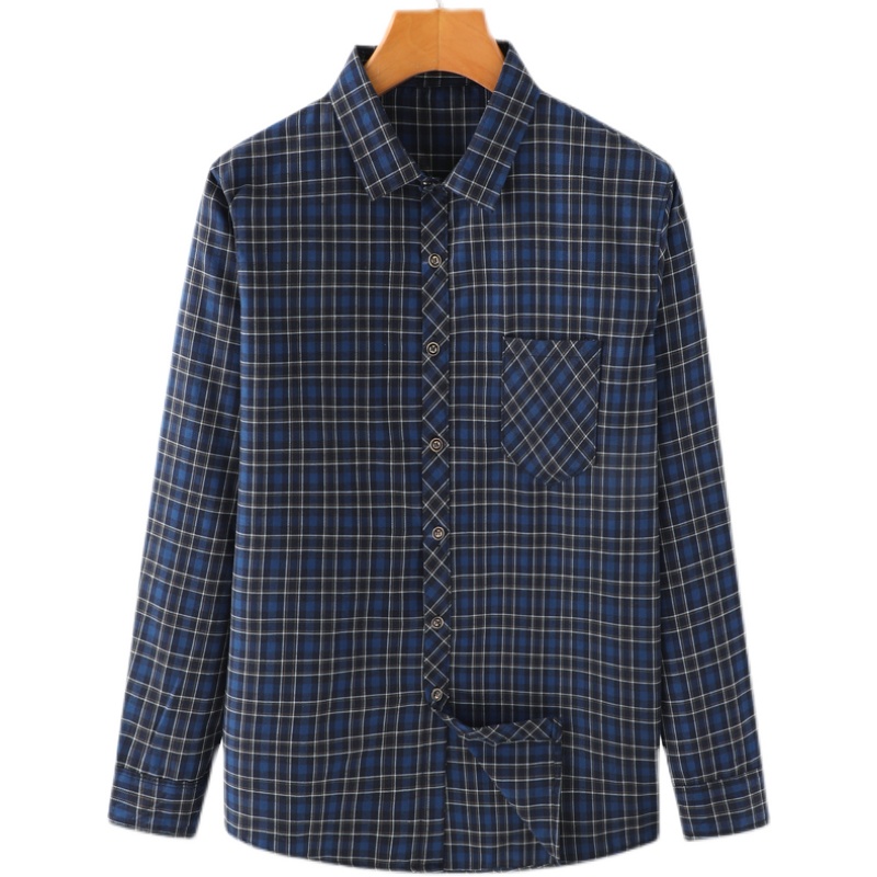 中年男衬衫长袖40o-50岁宽松夏装爸爸中老年男士薄款父亲衬衣