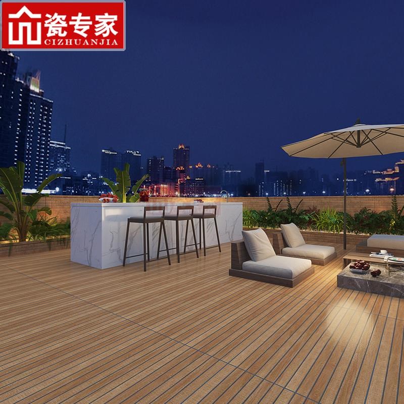 木纹砖地砖户外室外防滑院子花园别墅仿实木塑木地板庭院地砖