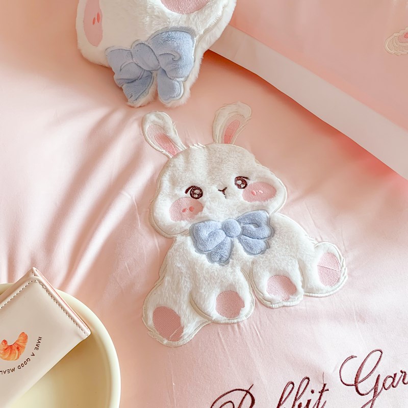 少女心四件套100全棉长绒棉床单被套可爱儿童床上用品三件套4