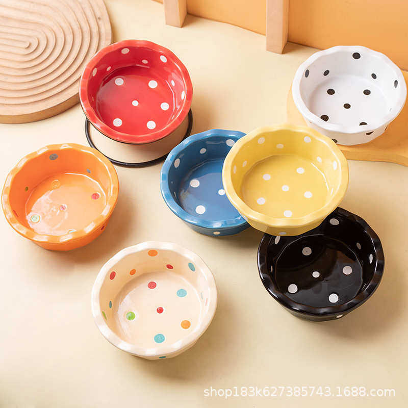 ins风酸奶碗波点花边小碗可爱少女心早餐碗陶瓷家用辅食碗燕麦碗,宠物/宠物食品及用品,宠物智能碗,淘宝优惠券,粉丝福利购,淘宝优惠卷