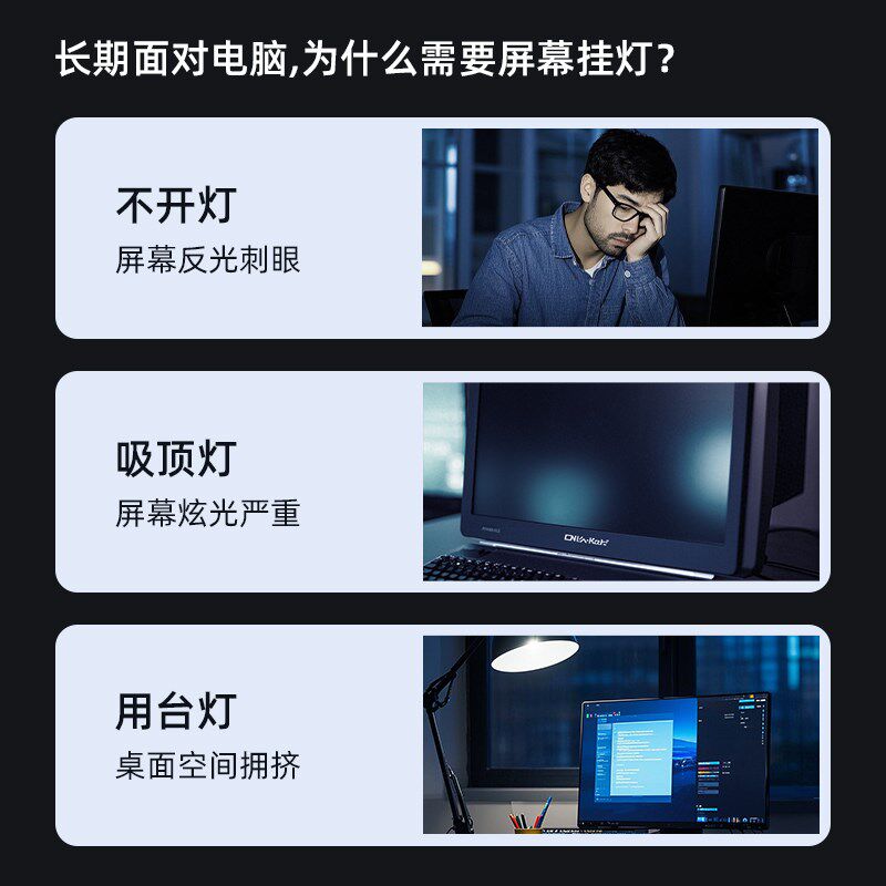 朗度护眼学习灯壁挂式大学生宿舍台式电脑屏幕挂灯办公工作补光灯