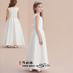 包邮黑色白色儿童女孩钢琴小提琴演出服乐团合唱礼服连衣裙秋冬季