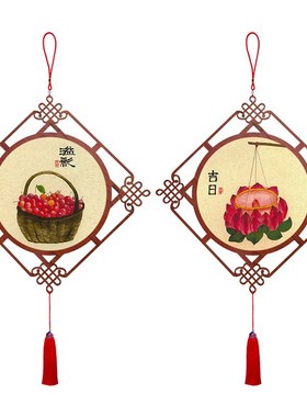 新中式餐厅装饰画中国结大挂件酒店名宿过年挂饰客厅玄关过道挂画