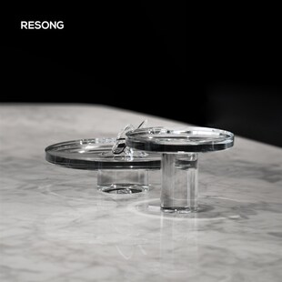 RESONG日诵家居 星光K9高透水晶果盘托盘 软装家居饰品