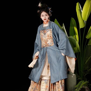 山迟【鸾羽】汉服明制凤凰春秋冬定织锦妆花缀补比甲马面对大襟