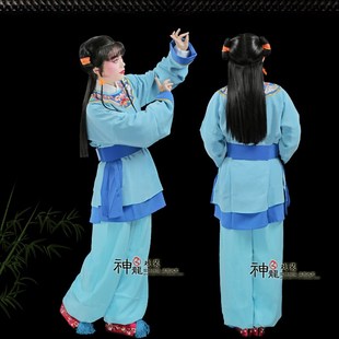 戏曲演出古装戏服 越粤剧服装小孩娃娃衣 银心四九圆领镶边书童衣