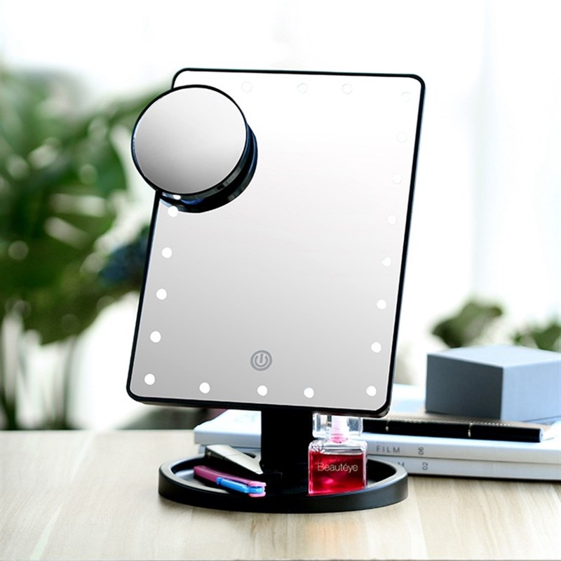 创意款化妆镜led带灯台式触屏高清美妆镜子补光宿舍梳妆台桌面镜