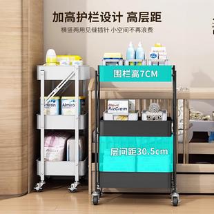 折叠推车置物架房浴厨室落地多层纳架移动收婴儿用品零食储物小架