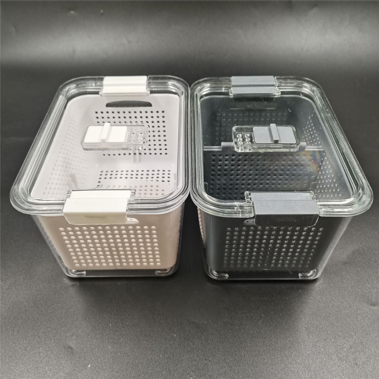多功能日式家用分格盒水果保鲜冰箱蔬菜收纳双层透明盒放沥水功能