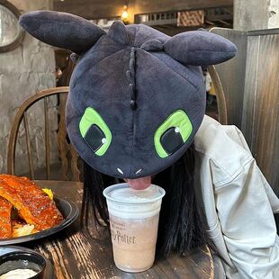 无牙仔帽子驯龙毛绒高手同款公仔环球影城可爱拍照道具头套