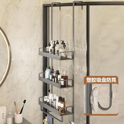 浴室置物架玻璃门收纳挂架 卫生间三层淋浴房放沐浴露挂篮悬挂式