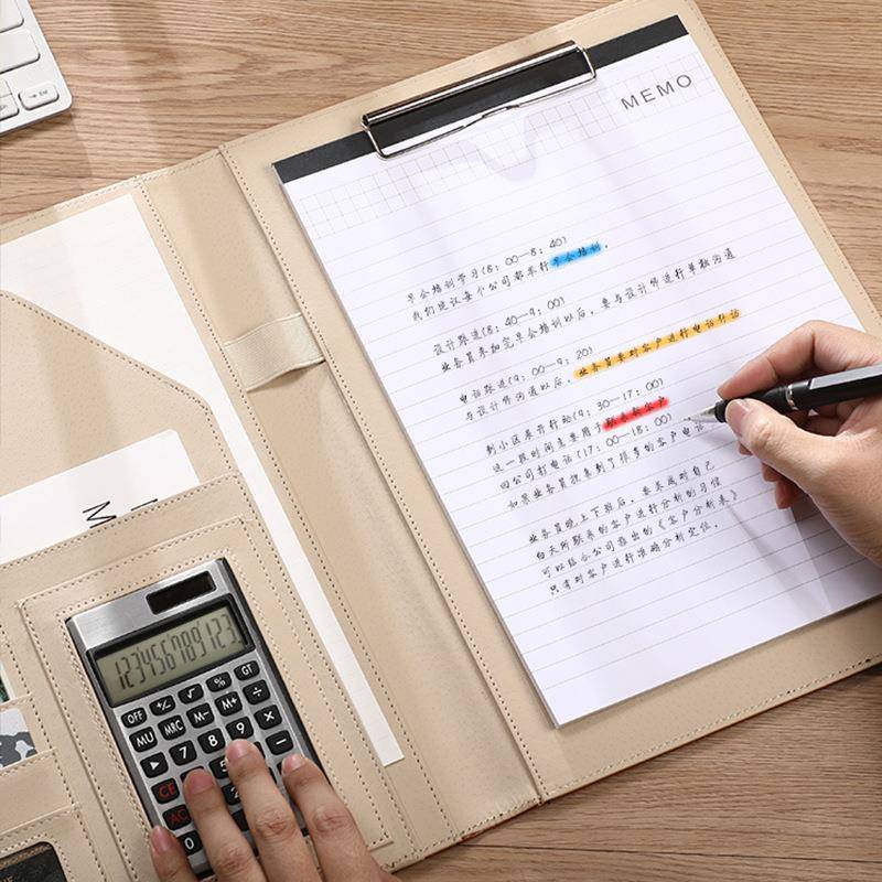 文件夹A4资料夹多功能板夹商务经理夹皮质收纳销售夹签约本展业夹