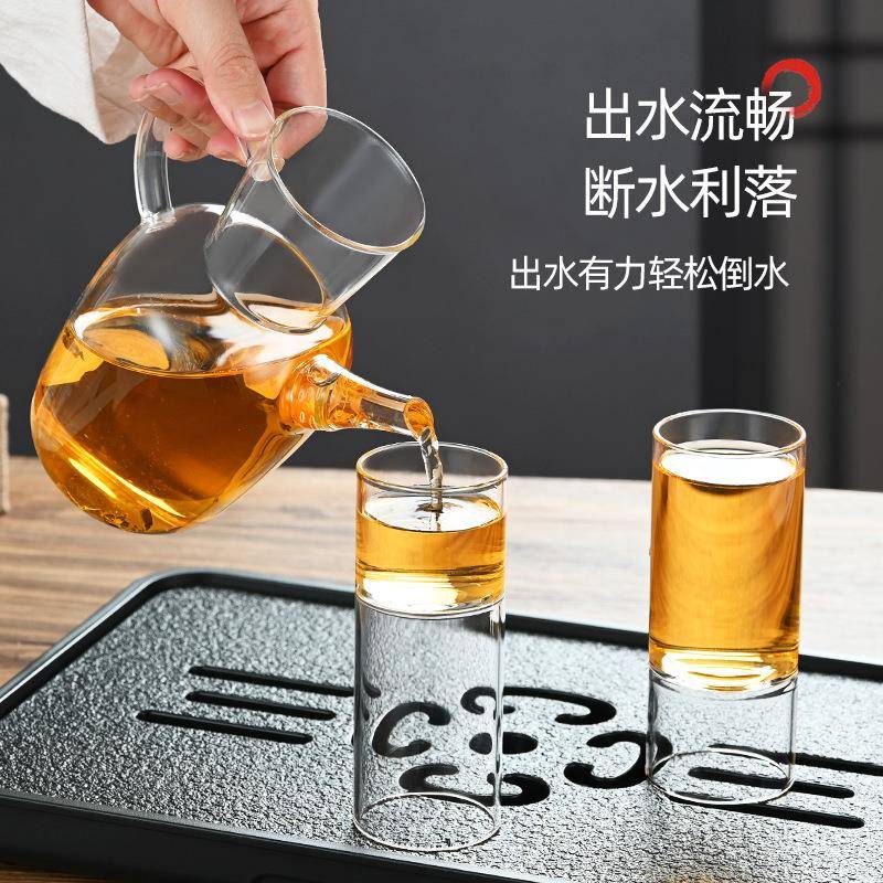 高硼硅新中式仿宋茶壶水经注竹节杯套装大容量玻璃茶壶可以加LOGO