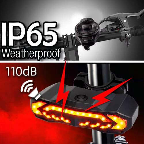 Brake USB-C Charge Low Battery Indicator Turn Bike Light