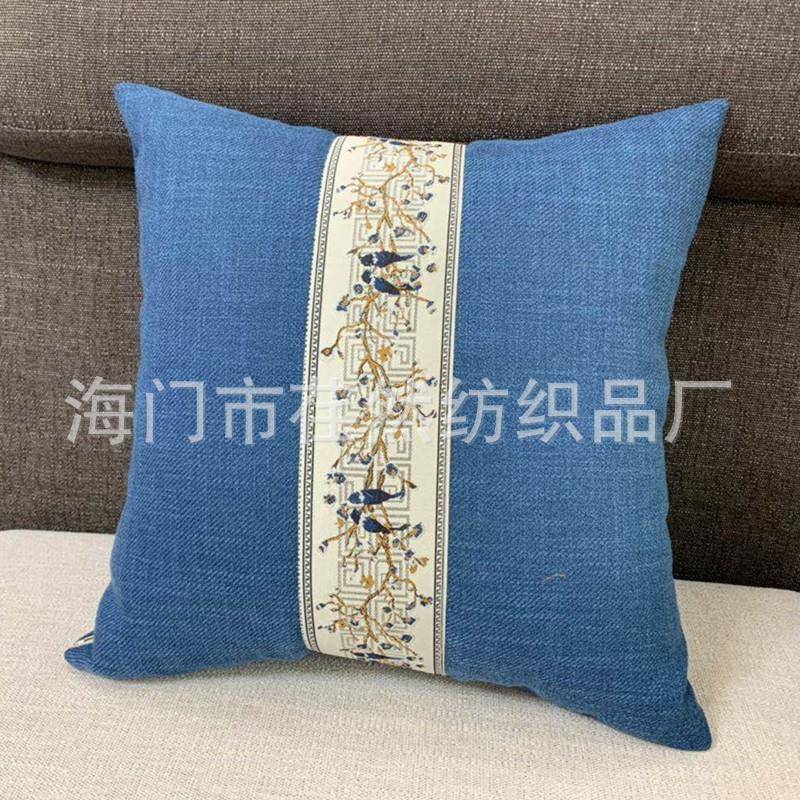 新中式风格亚麻抱枕椅子家具靠背垫红木沙发靠背长方形腰靠枕含芯