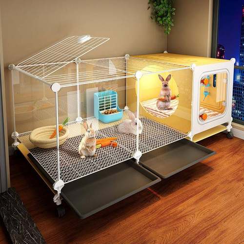 透明观景兔笼兔子专用笼子带厕所家用大号室内养兔子宠物豪华别墅