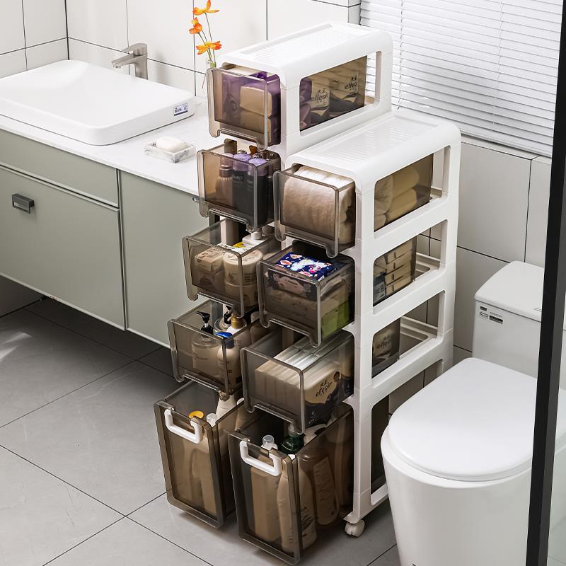 19EK卫生间收纳柜浴室夹缝落地厕所小推车家用厨房抽屉式多层储物