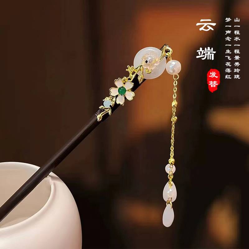 新中式优雅禾木发簪流苏步摇簪子古风汉服旗袍马面裙盘发发饰