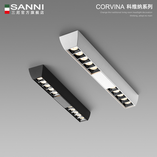 无主灯客厅吸顶式明装射灯led双头卧室房间四头筒灯长条形射灯