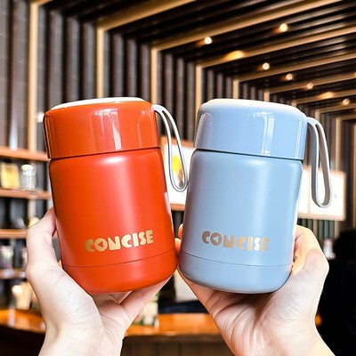 保温杯女士高颜值办公室杯咖啡早餐豆浆宽大口径304不锈钢喝水杯