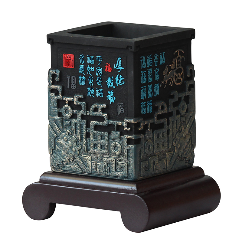 笔筒摆件办公室办公桌炭雕书房送老师实用谢师商务礼品纪念品定制