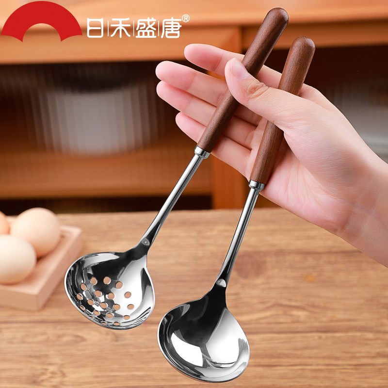 304不锈钢木柄小锅铲迷你炒菜勺汤勺铲子厨具家用不粘锅铲勺套装