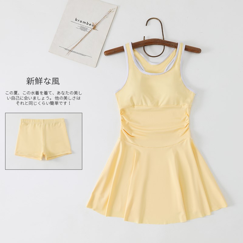 蛋仔奶油b-甜美少女分体平角温泉萝莉学生显瘦保守泡温泉游泳衣女
