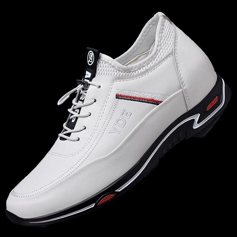 男士增高鞋隐形内增高男鞋6cm透气夏天休闲小白鞋增高8cm白色皮鞋