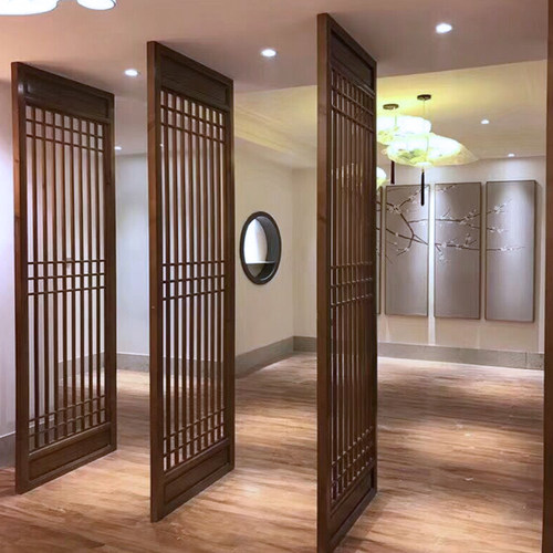 木雕花格隔断玄关遮挡装饰座屏中式仿古镂空实木电视背景墙屏风