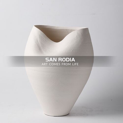 新中式侘寂风不规则口径陶瓷花瓶售楼处样板间民宿客厅餐桌插花器