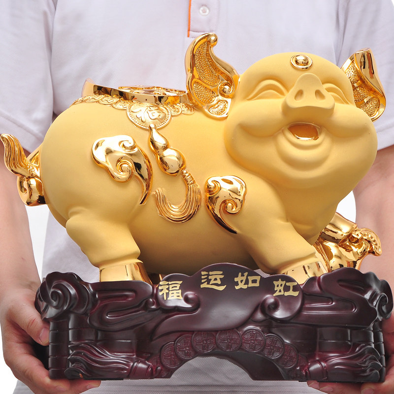 一对金猪摆件开业乔迁新居礼品客厅家庭办公室桌面生Z肖猪工艺品