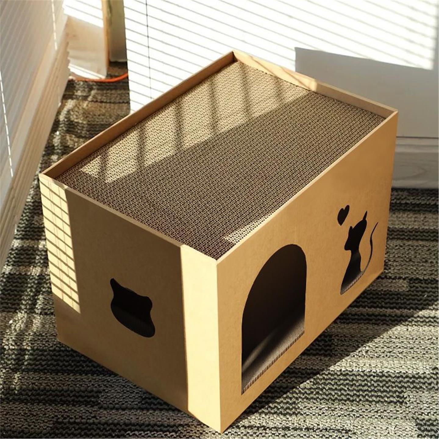 纸箱子猫窝猫咪纸箱屋超大号猫窝猫别墅上四季通用猫抓板一体耐磨图片