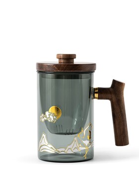 左茗右器茶水分离泡茶杯办公w家用耐热玻璃杯茶杯男士高档过滤杯