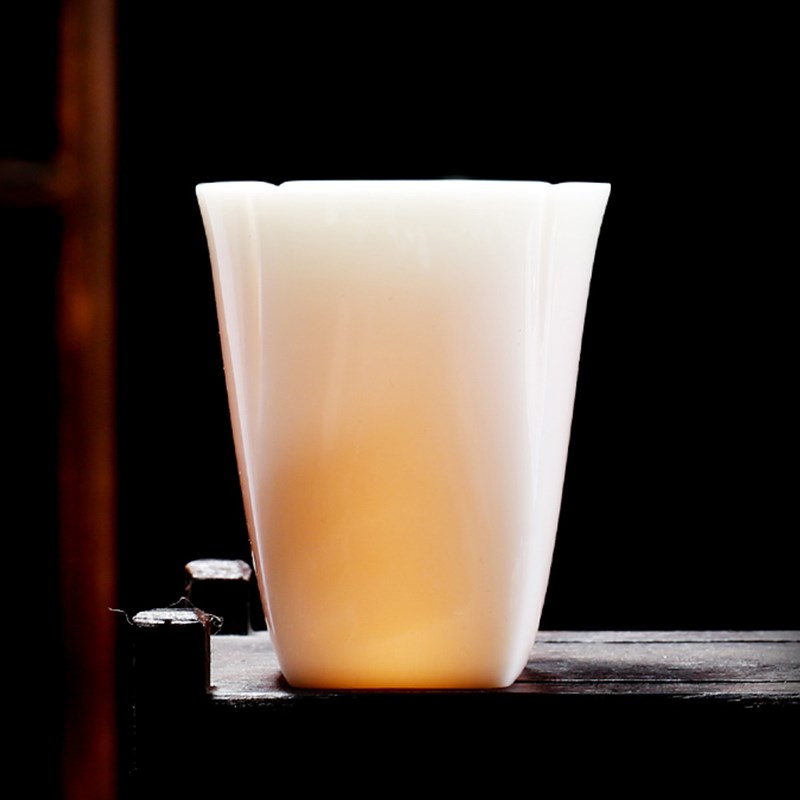 德化羊脂玉瓷茶杯刻字个人专用品茗F杯私人订制中式白瓷小号单杯