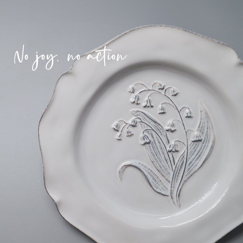 VILLAdTTE ASTIER de 法国手工陶瓷铃兰花盘子甜点盘餐盘