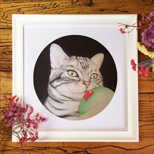 宠物画像素描彩铅画m像定制手绘猫咪狗爱犬动物画萌宠画铅笔画宠